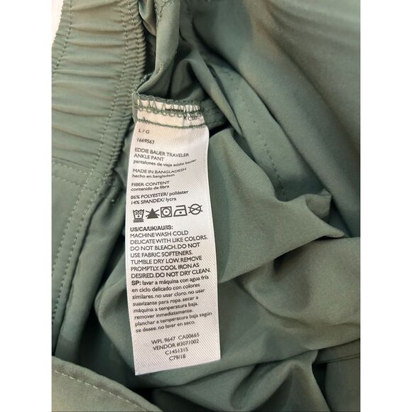 Eddie Bauer Traveler womens large ankle pants green pants packable zipper pocket - Picture 7 of 7